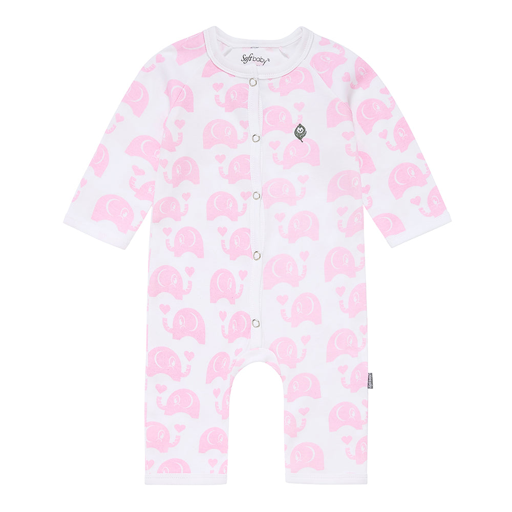 Pink Elephant Long Romper