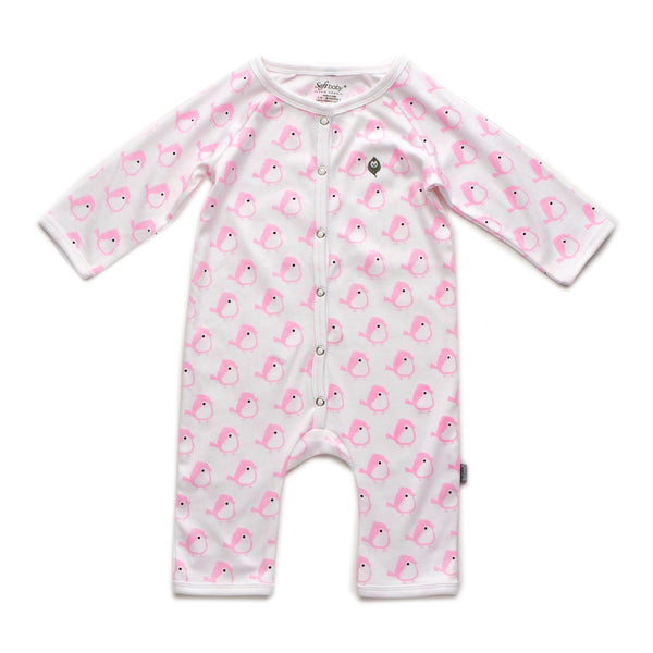 The Pink Birdie -  Long Romper - 100% Organic