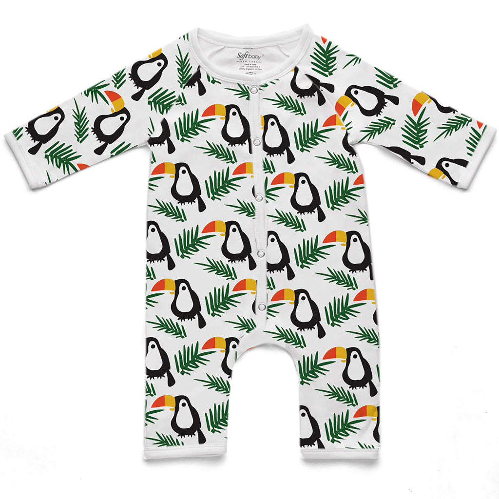 Toucan & Leaves - Long Romper - 100% Organic